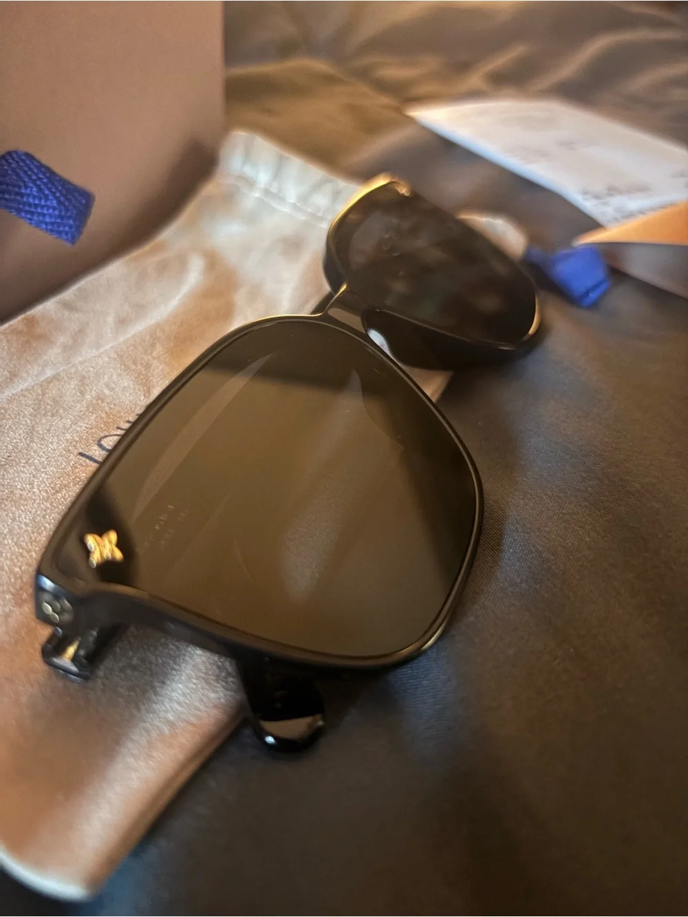 Louis Vuitton Black Sunglasses with Gold Fleur Accent
